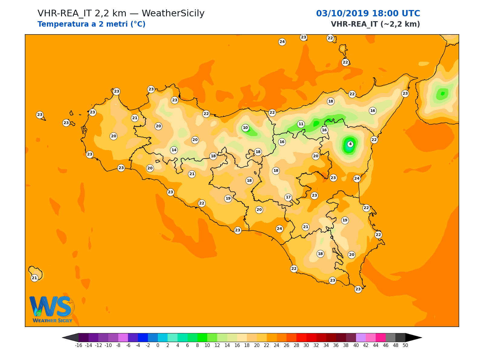Temperatura a 2 metri · 2019100318