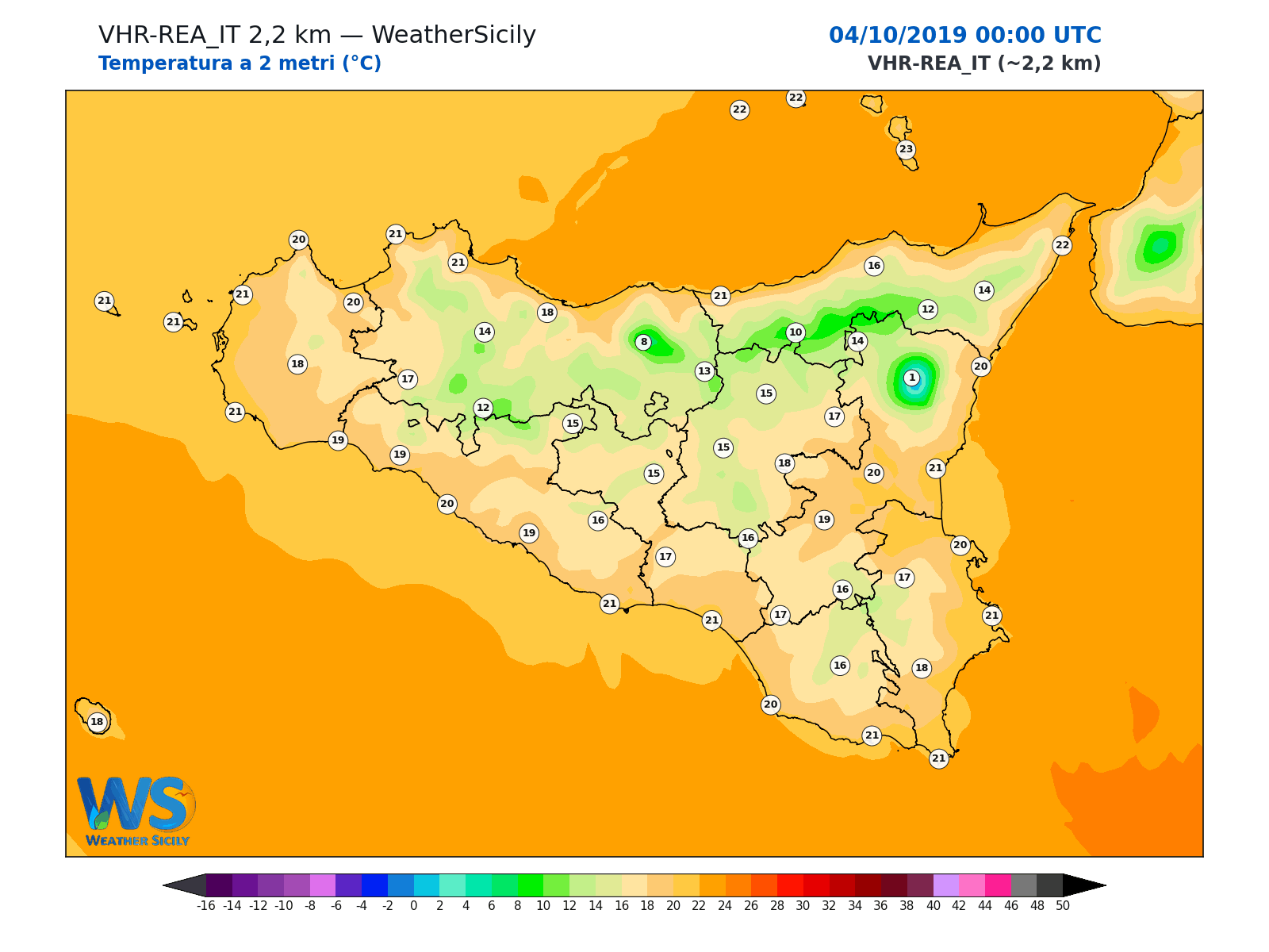 Temperatura a 2 metri · 2019100400