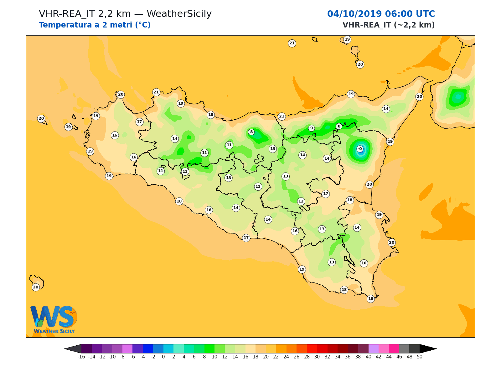 Temperatura a 2 metri · 2019100406