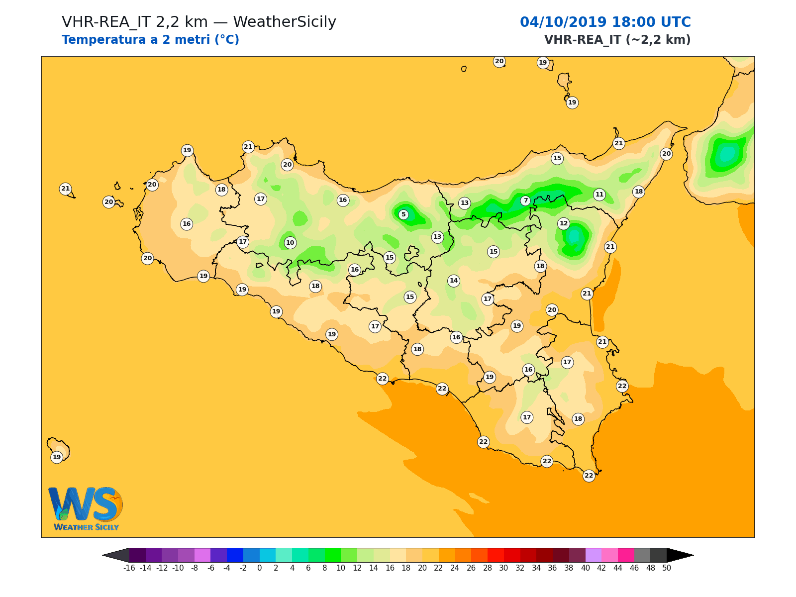 Temperatura a 2 metri · 2019100418