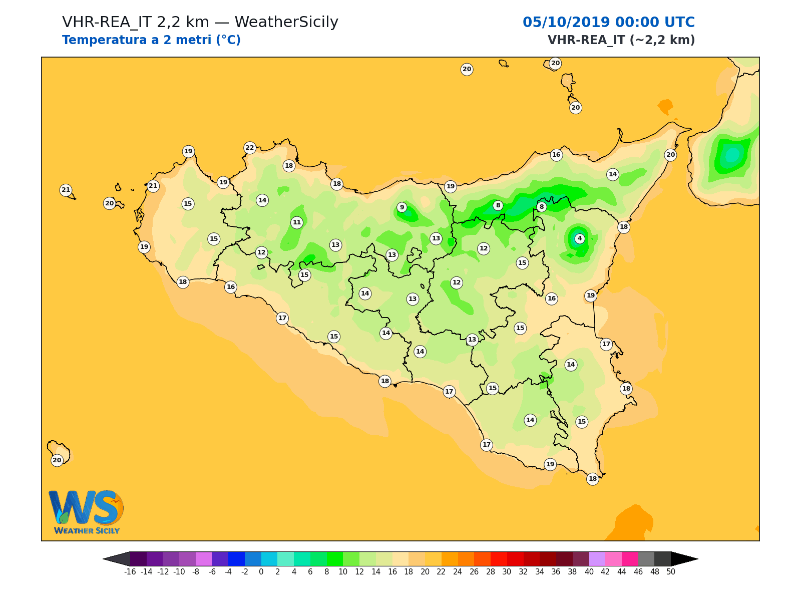 Temperatura a 2 metri · 2019100500