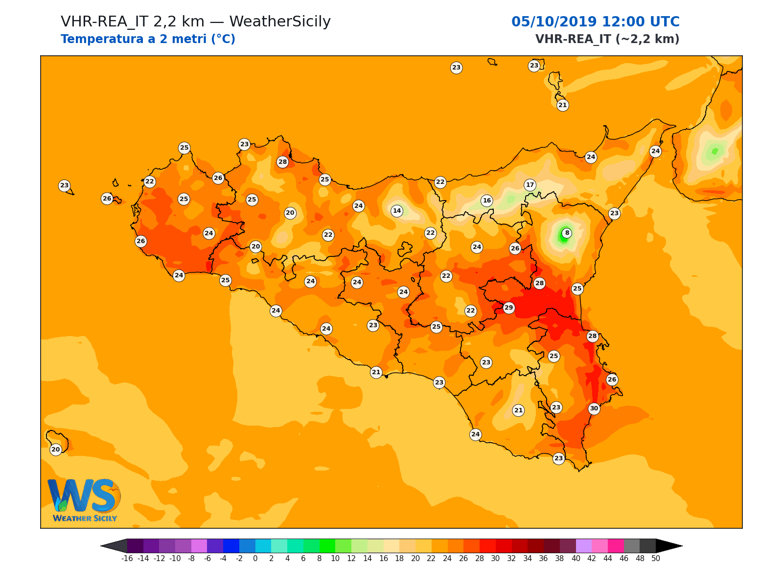 Temperatura a 2 metri · 2019100512