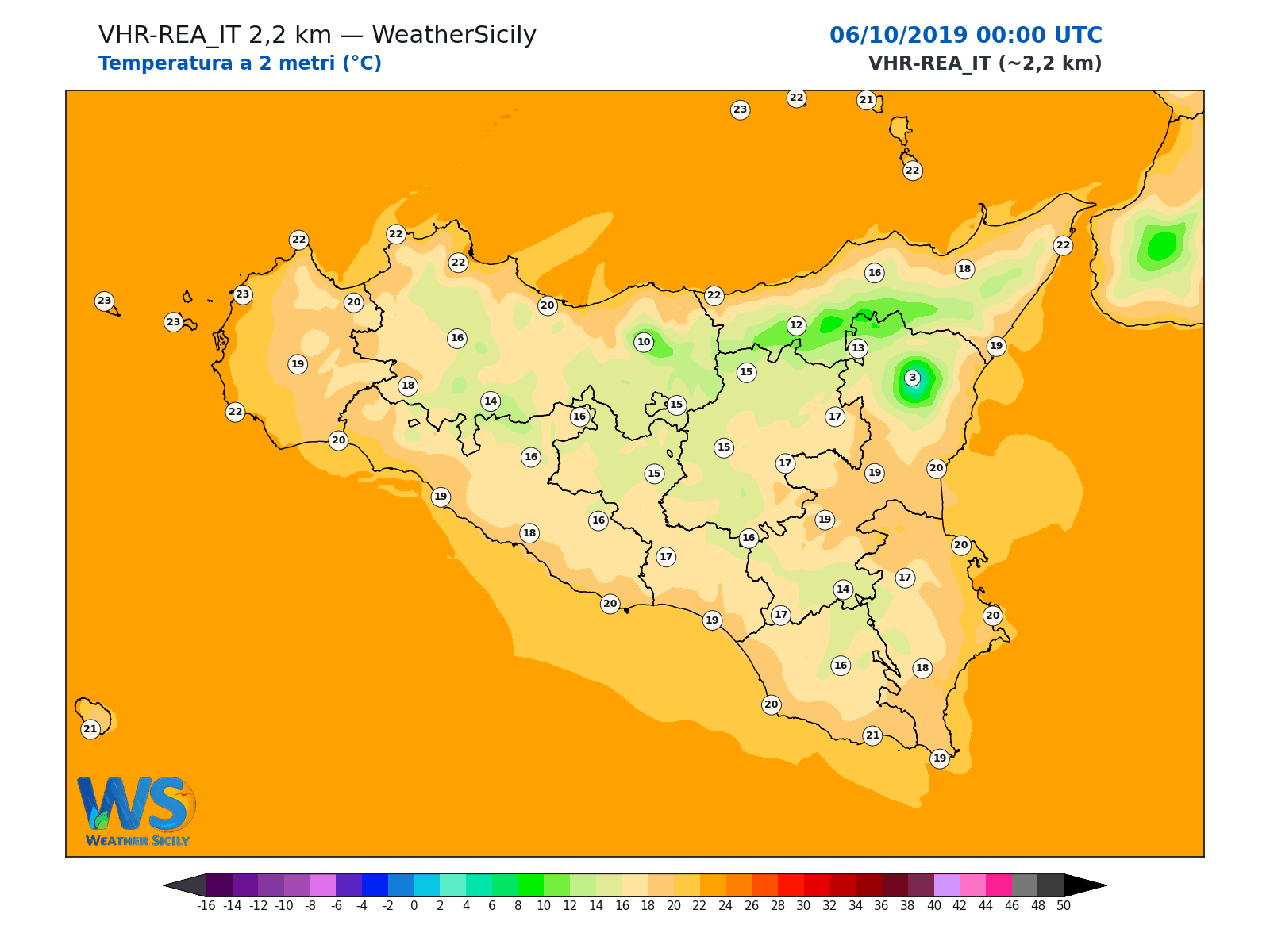 Temperatura a 2 metri · 2019100600