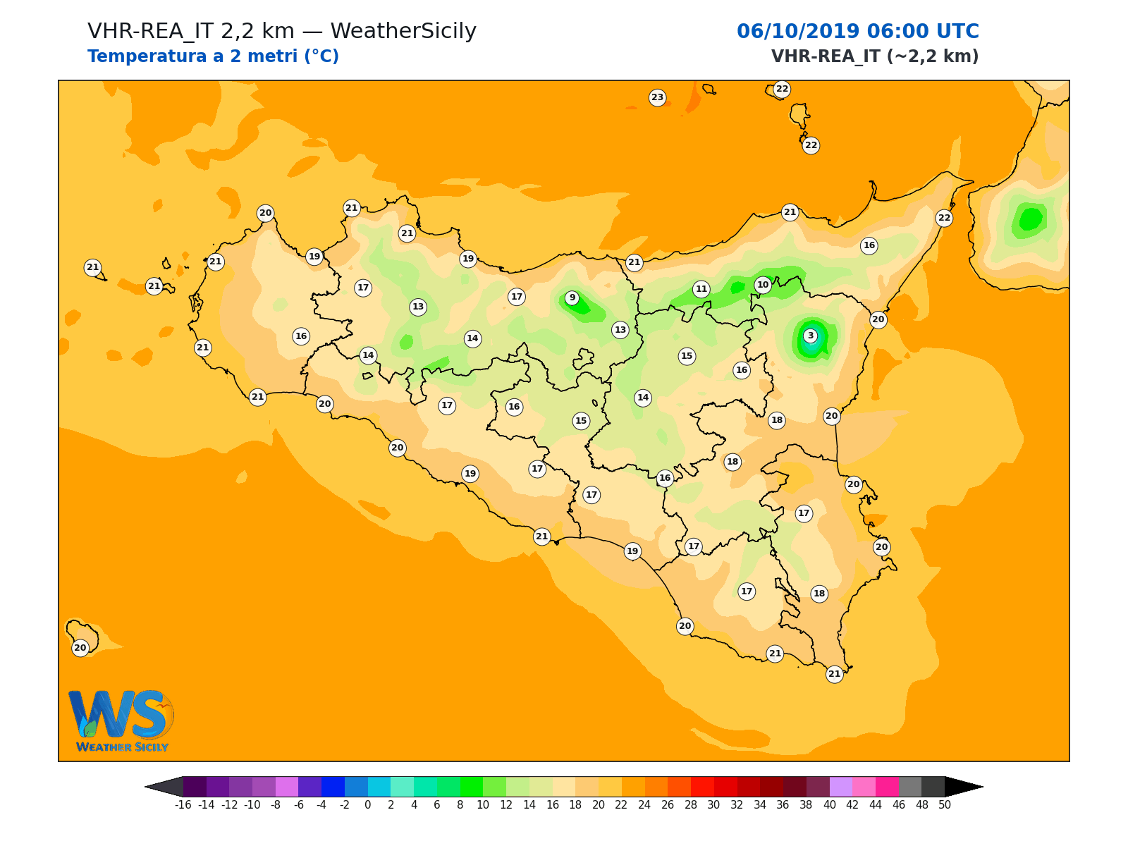 Temperatura a 2 metri · 2019100606