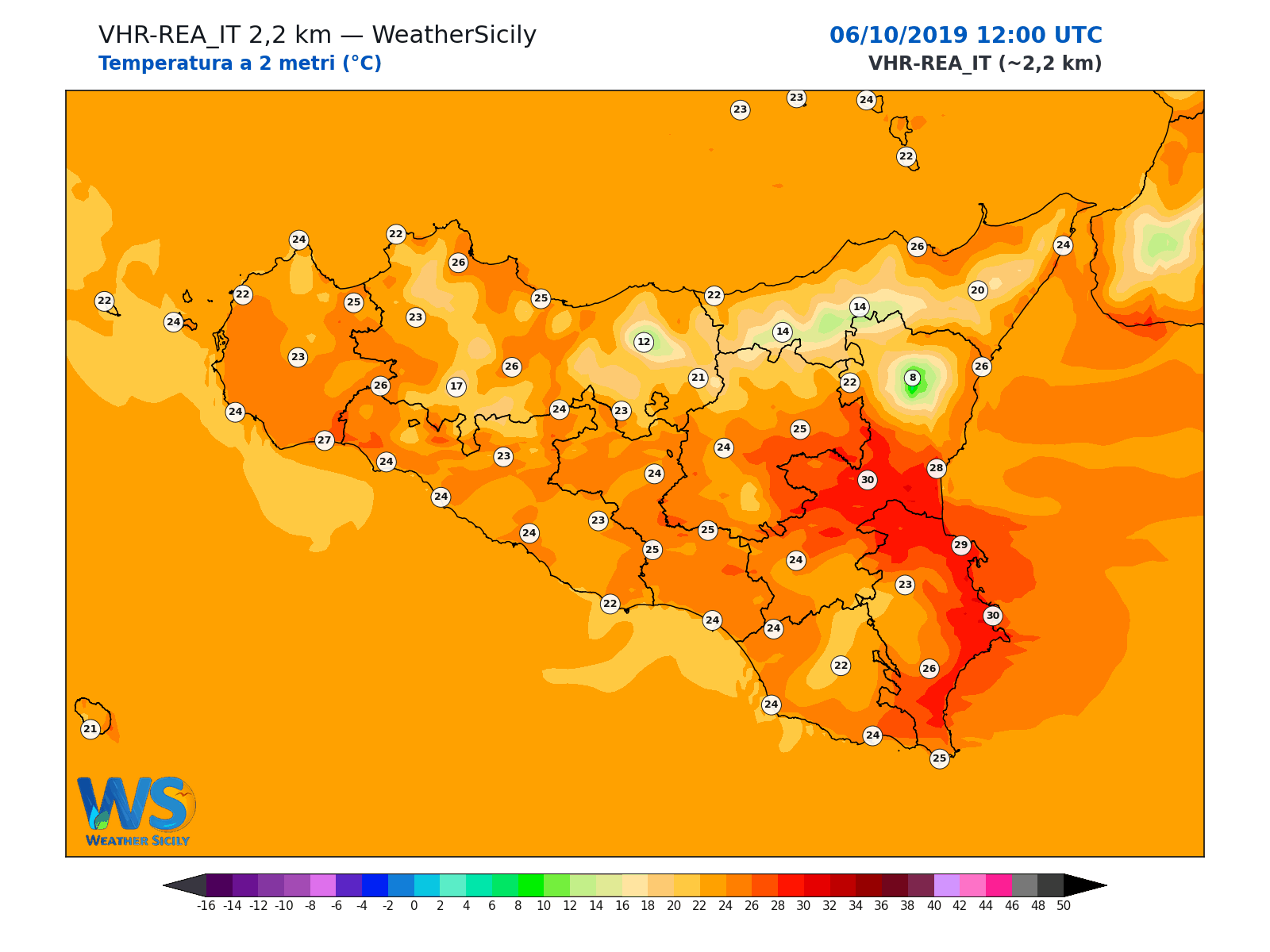 Temperatura a 2 metri · 2019100612