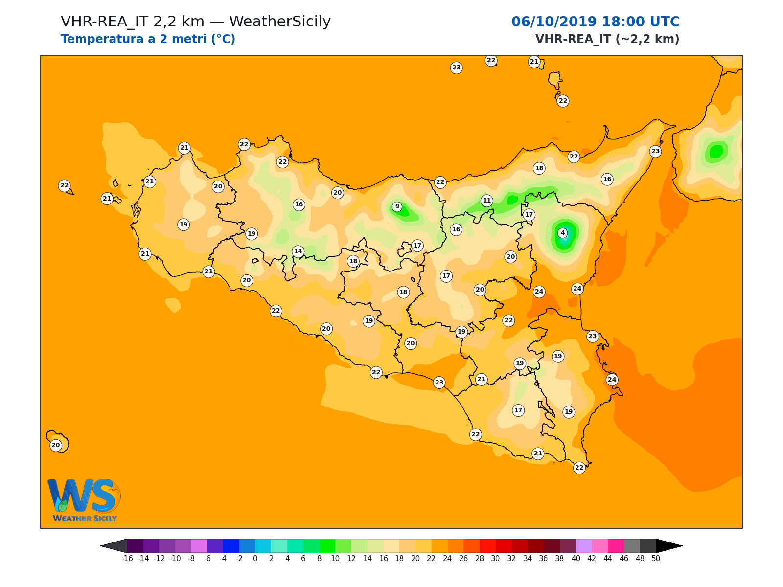 Temperatura a 2 metri · 2019100618