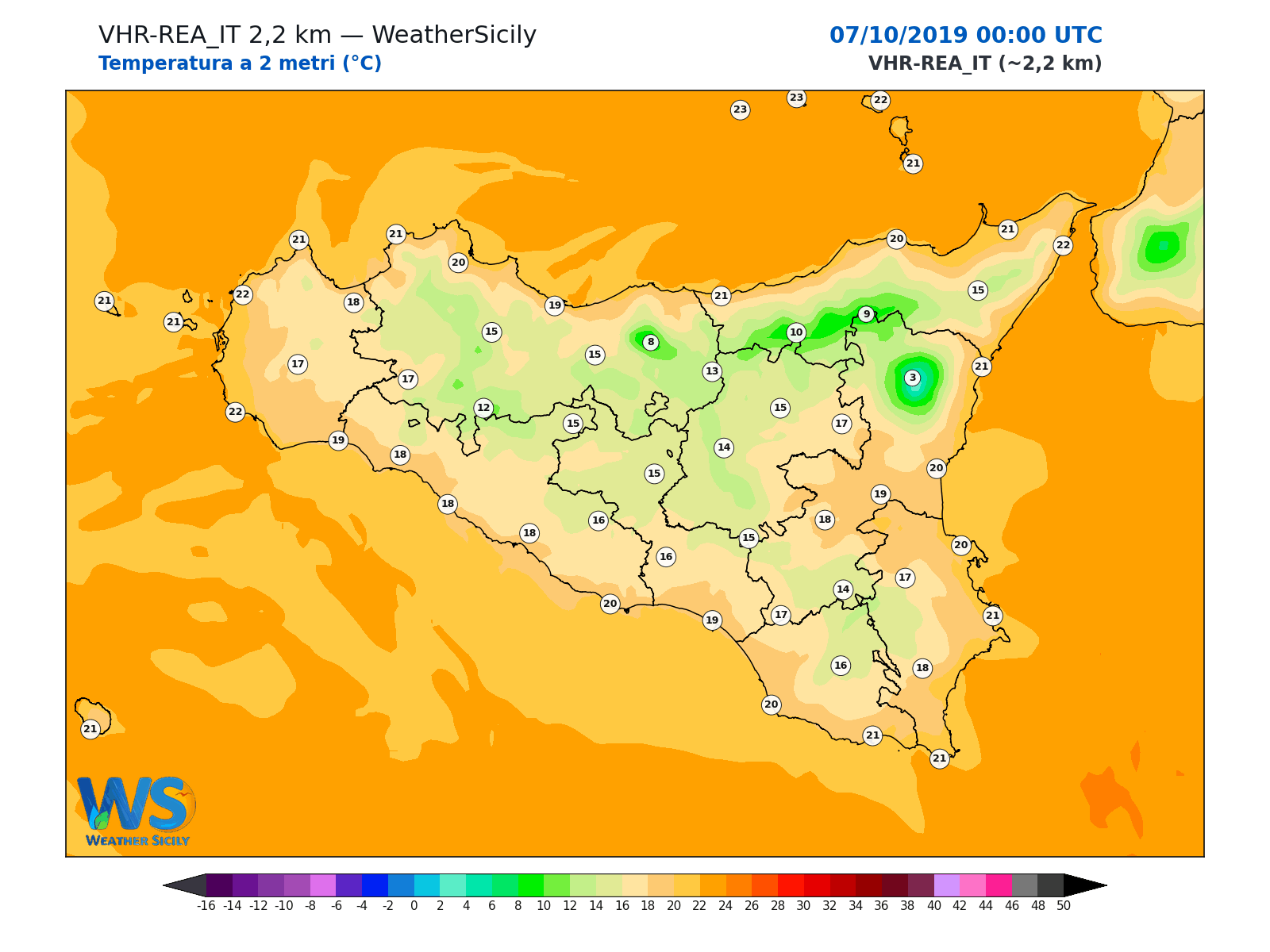 Temperatura a 2 metri · 2019100700