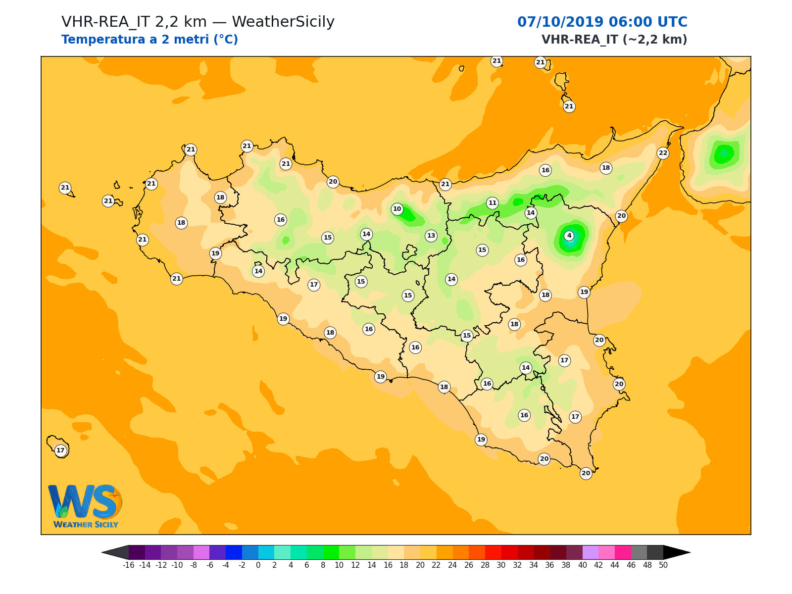 Temperatura a 2 metri · 2019100706