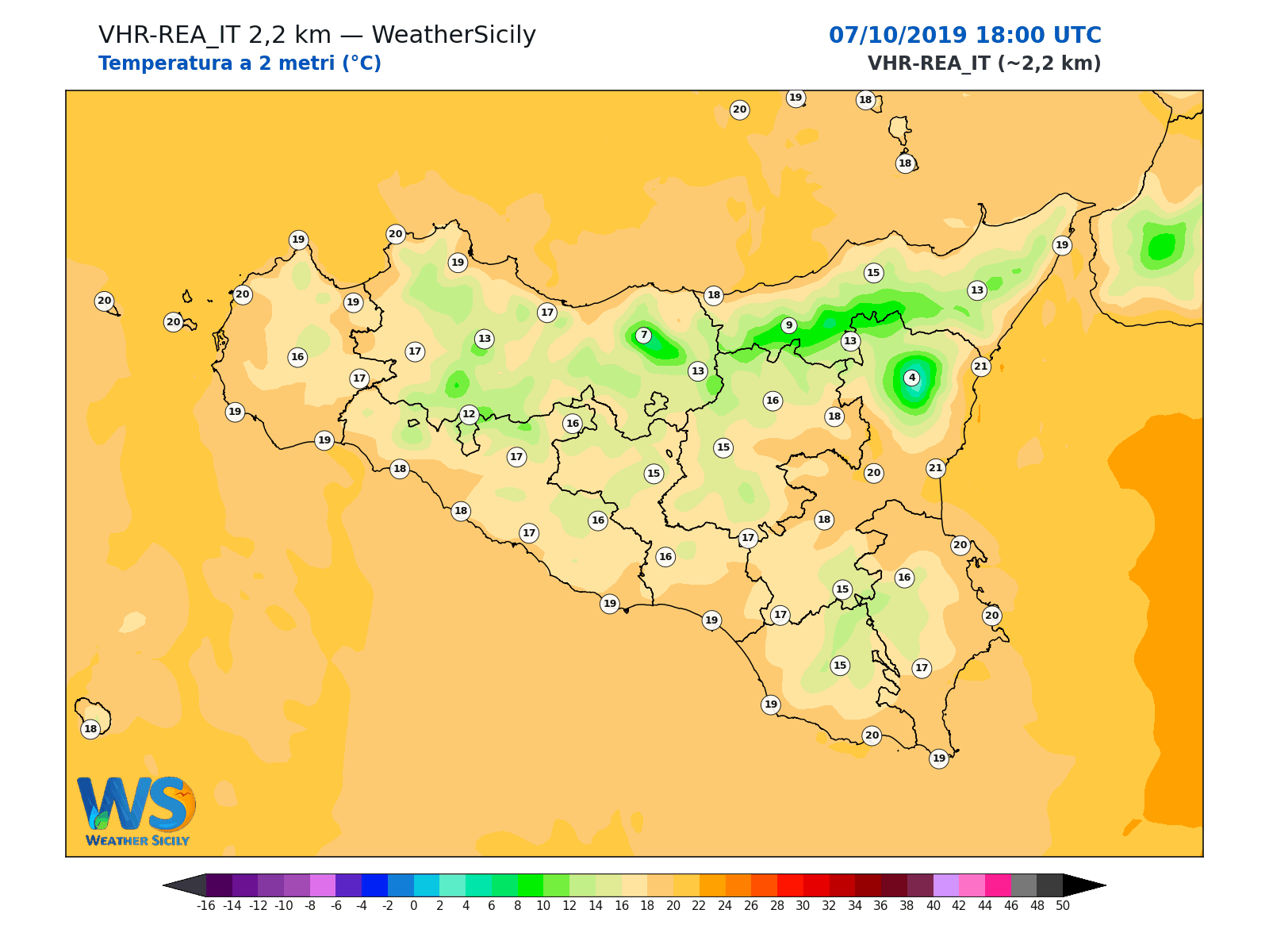 Temperatura a 2 metri · 2019100718