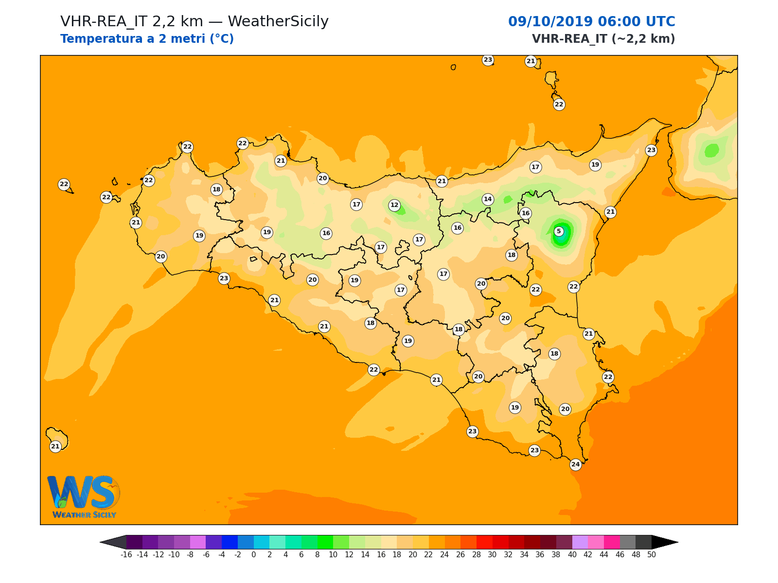 Temperatura a 2 metri · 2019100906