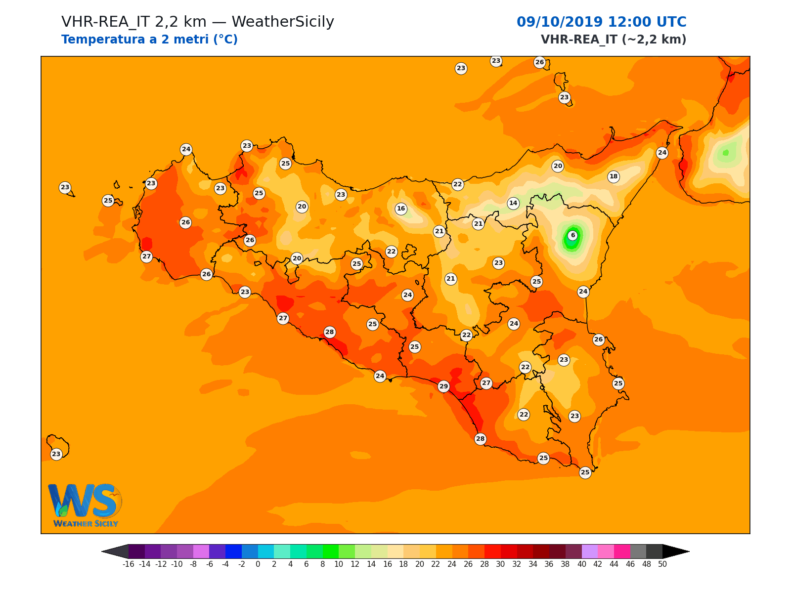 Temperatura a 2 metri · 2019100912