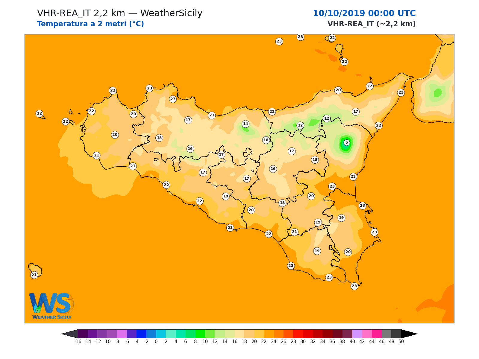 Temperatura a 2 metri · 2019101000