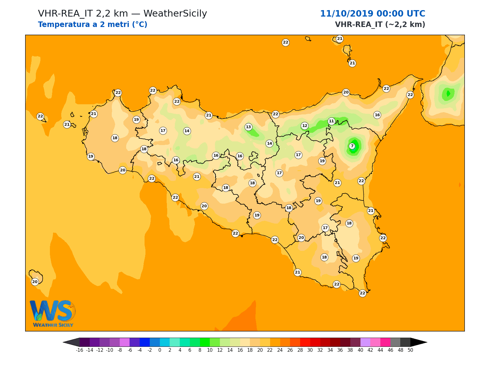 Temperatura a 2 metri · 2019101100