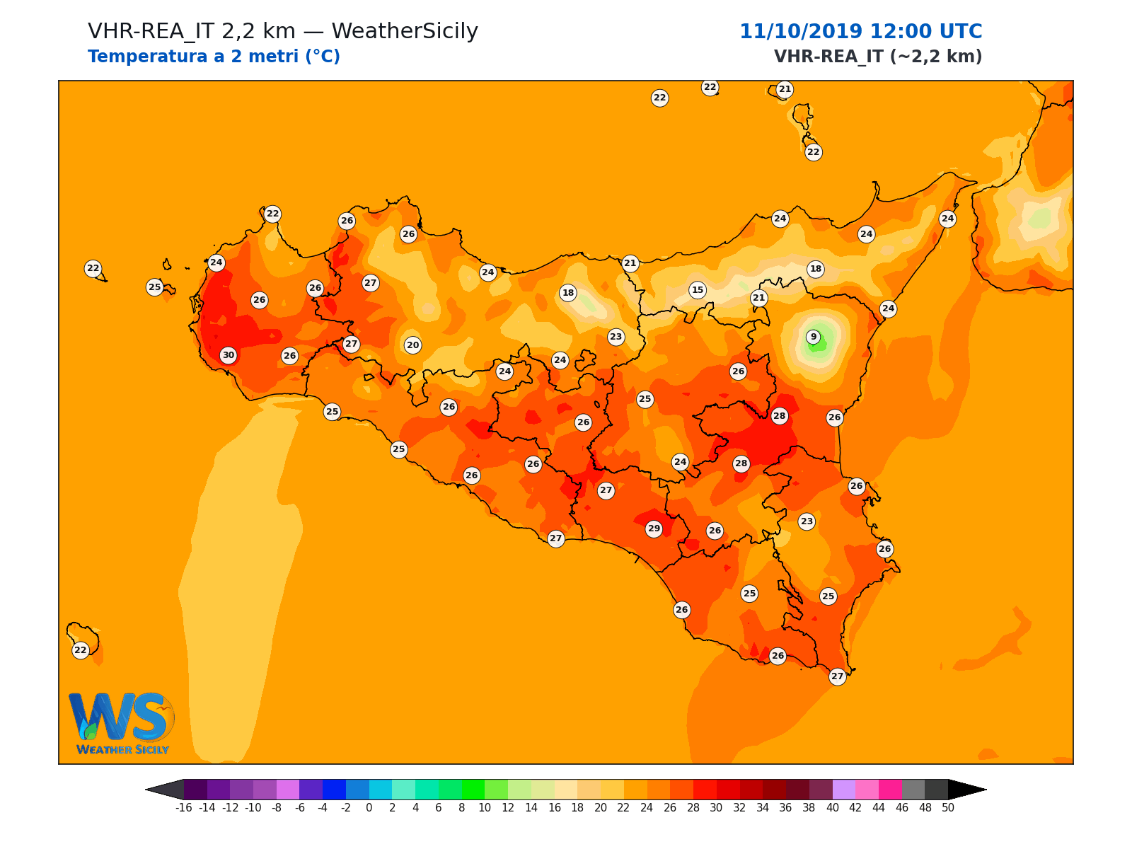 Temperatura a 2 metri · 2019101112