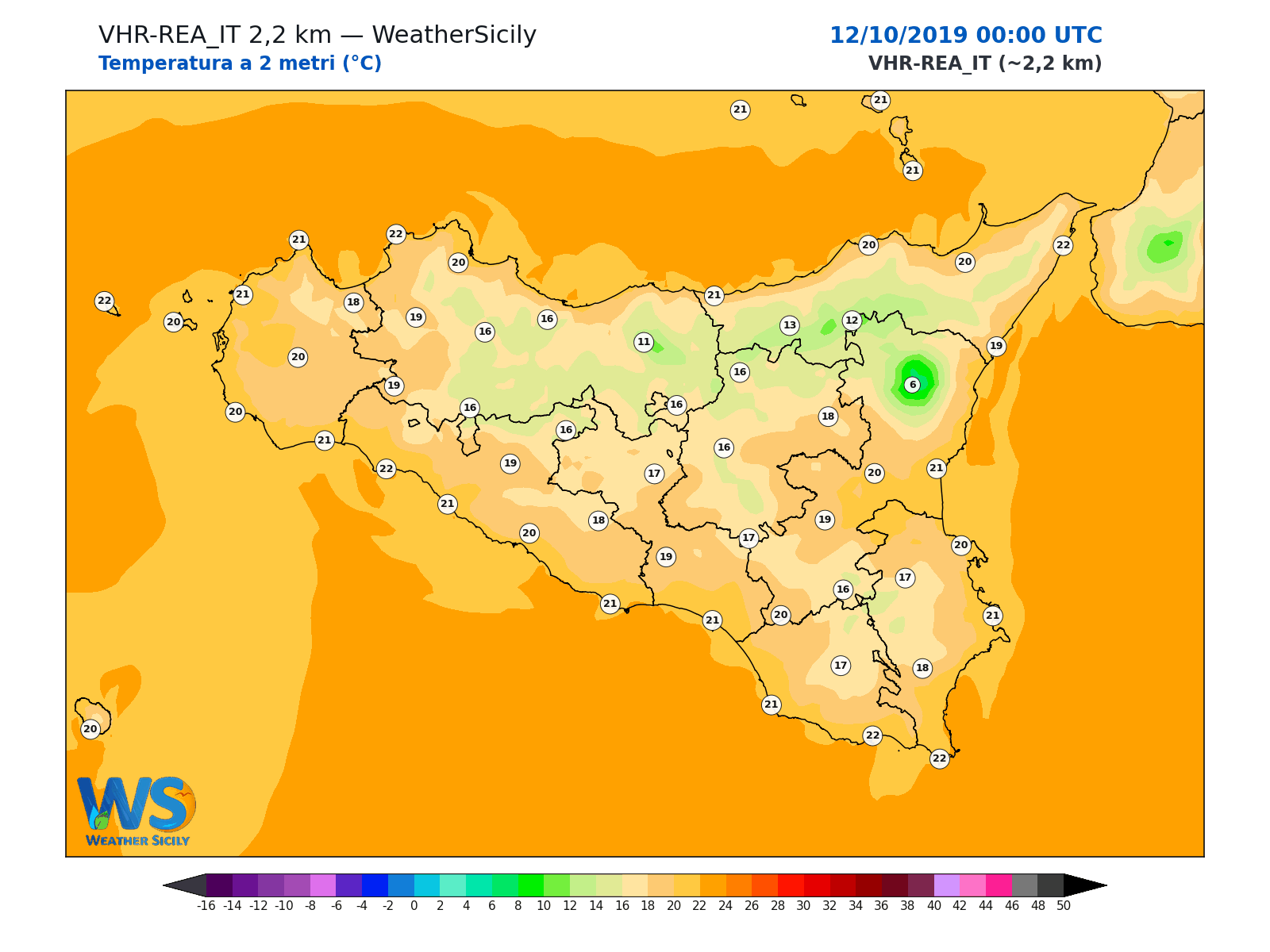 Temperatura a 2 metri · 2019101200
