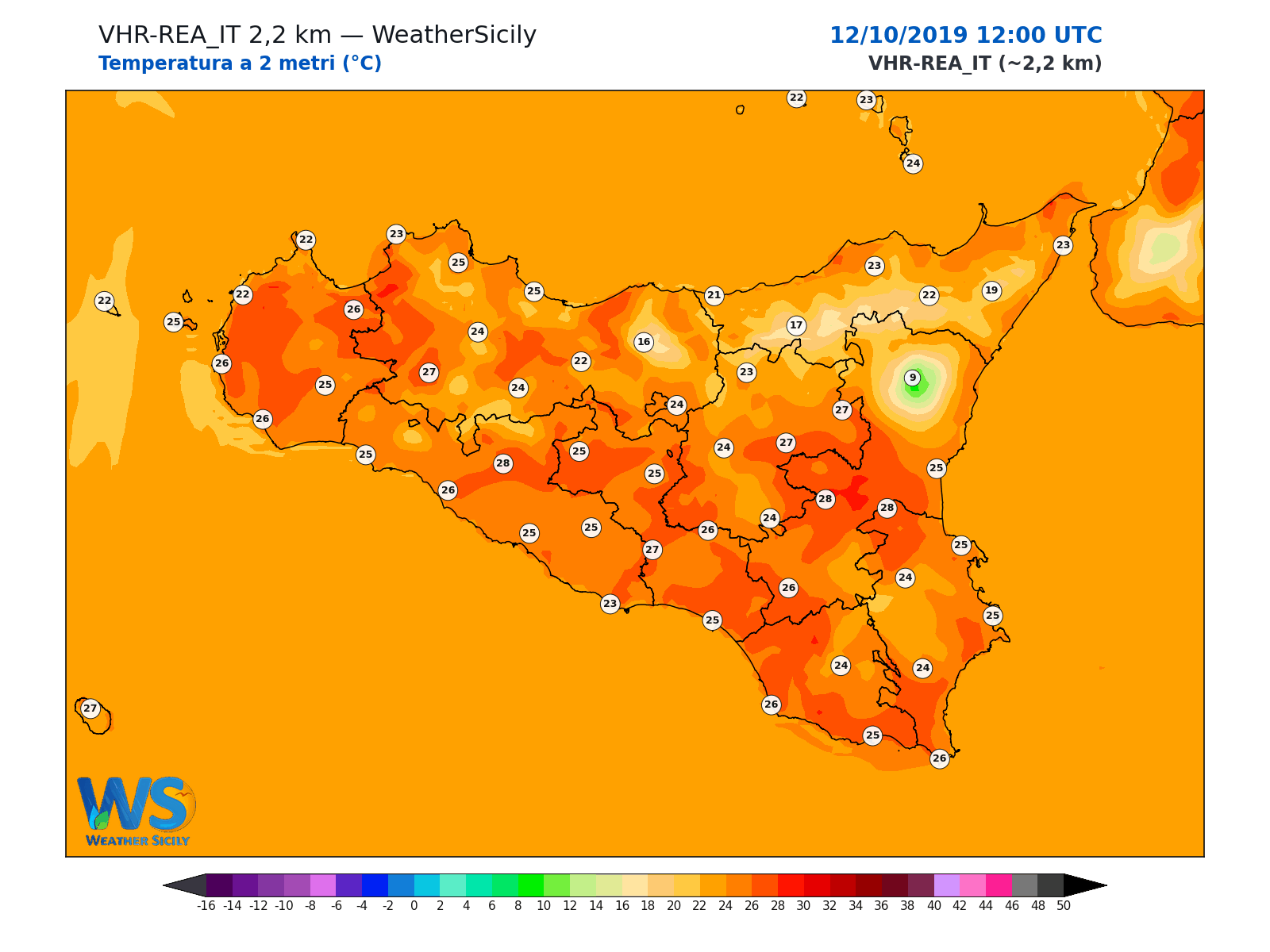 Temperatura a 2 metri · 2019101212