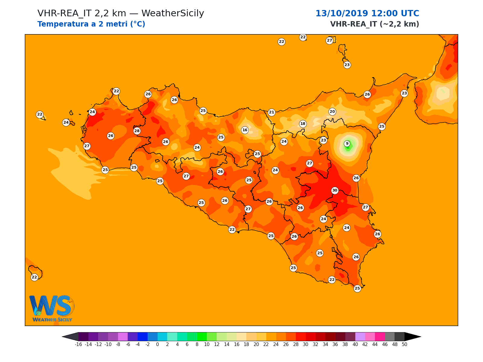 Temperatura a 2 metri · 2019101312
