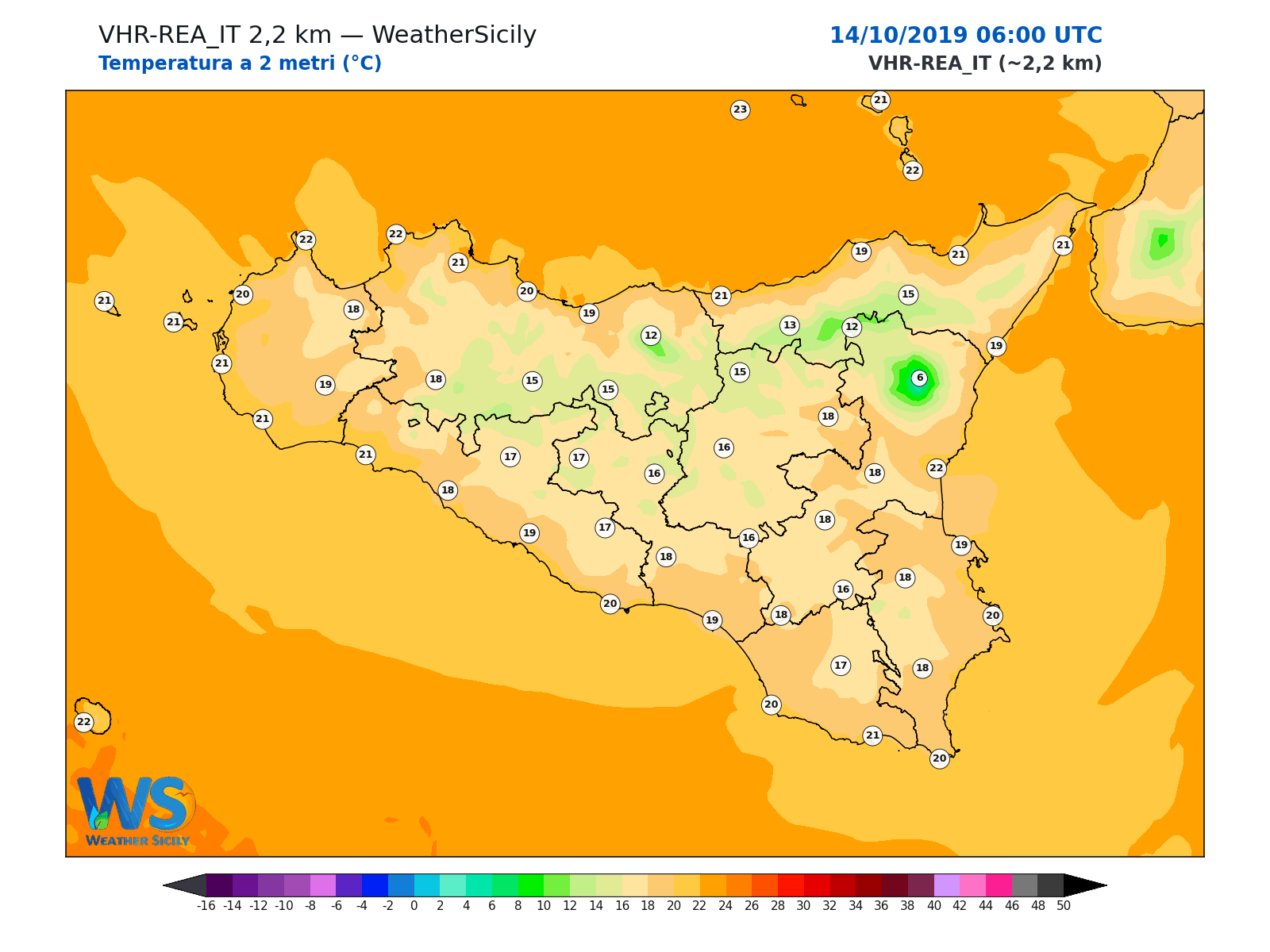 Temperatura a 2 metri · 2019101406