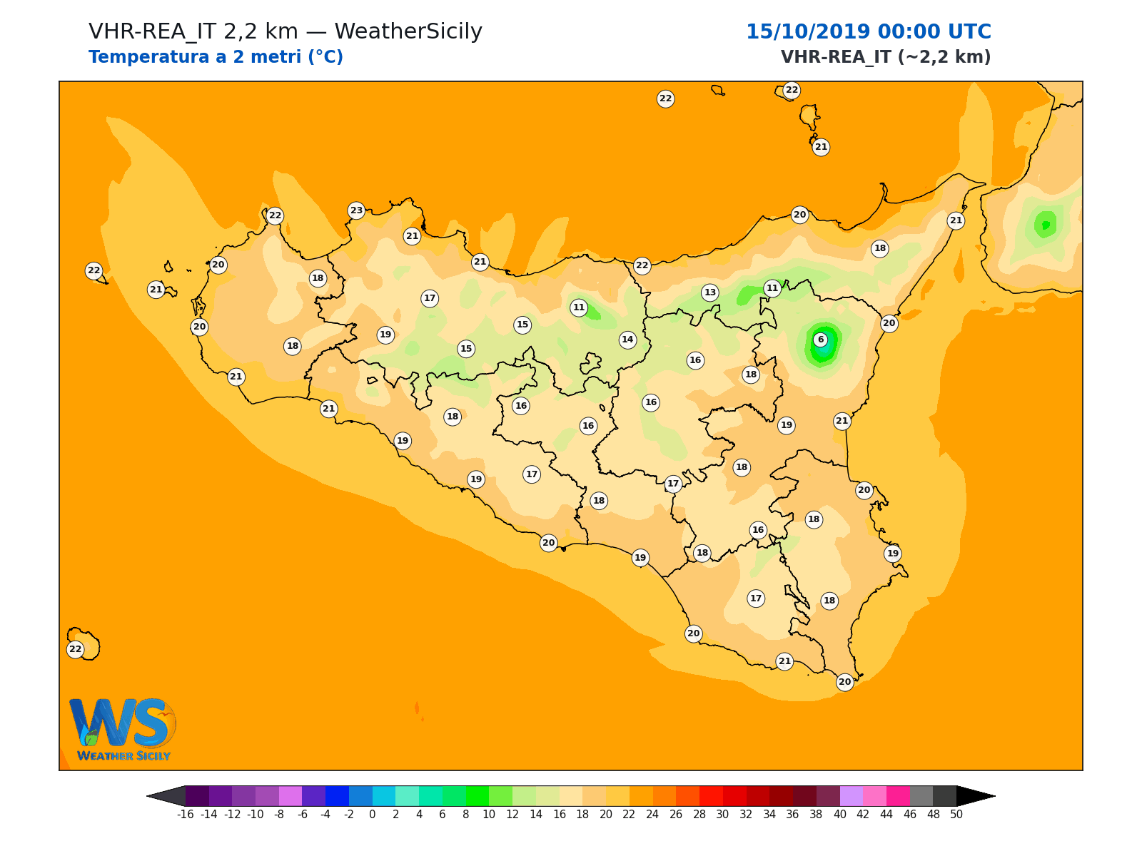 Temperatura a 2 metri · 2019101500