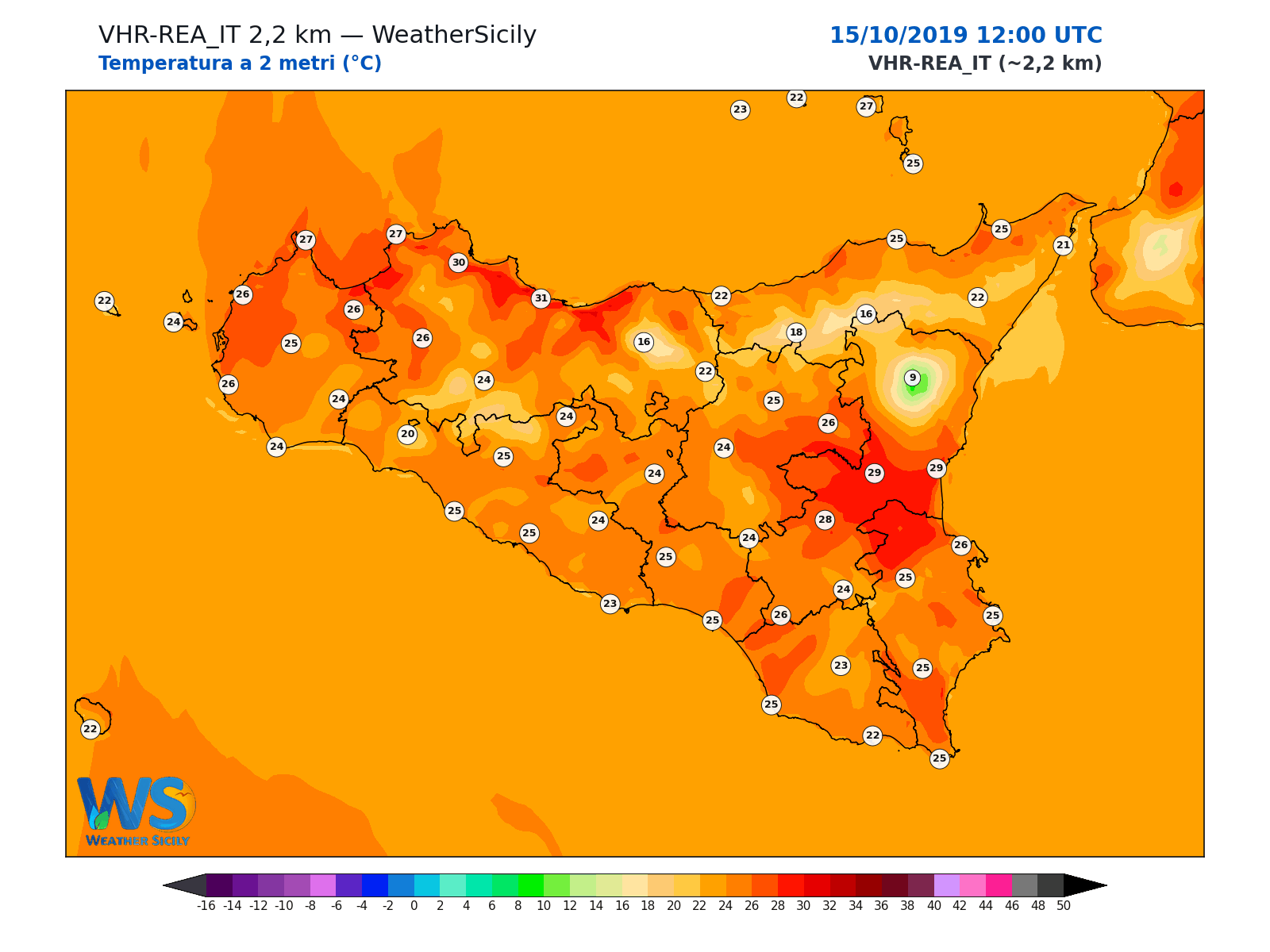 Temperatura a 2 metri · 2019101512
