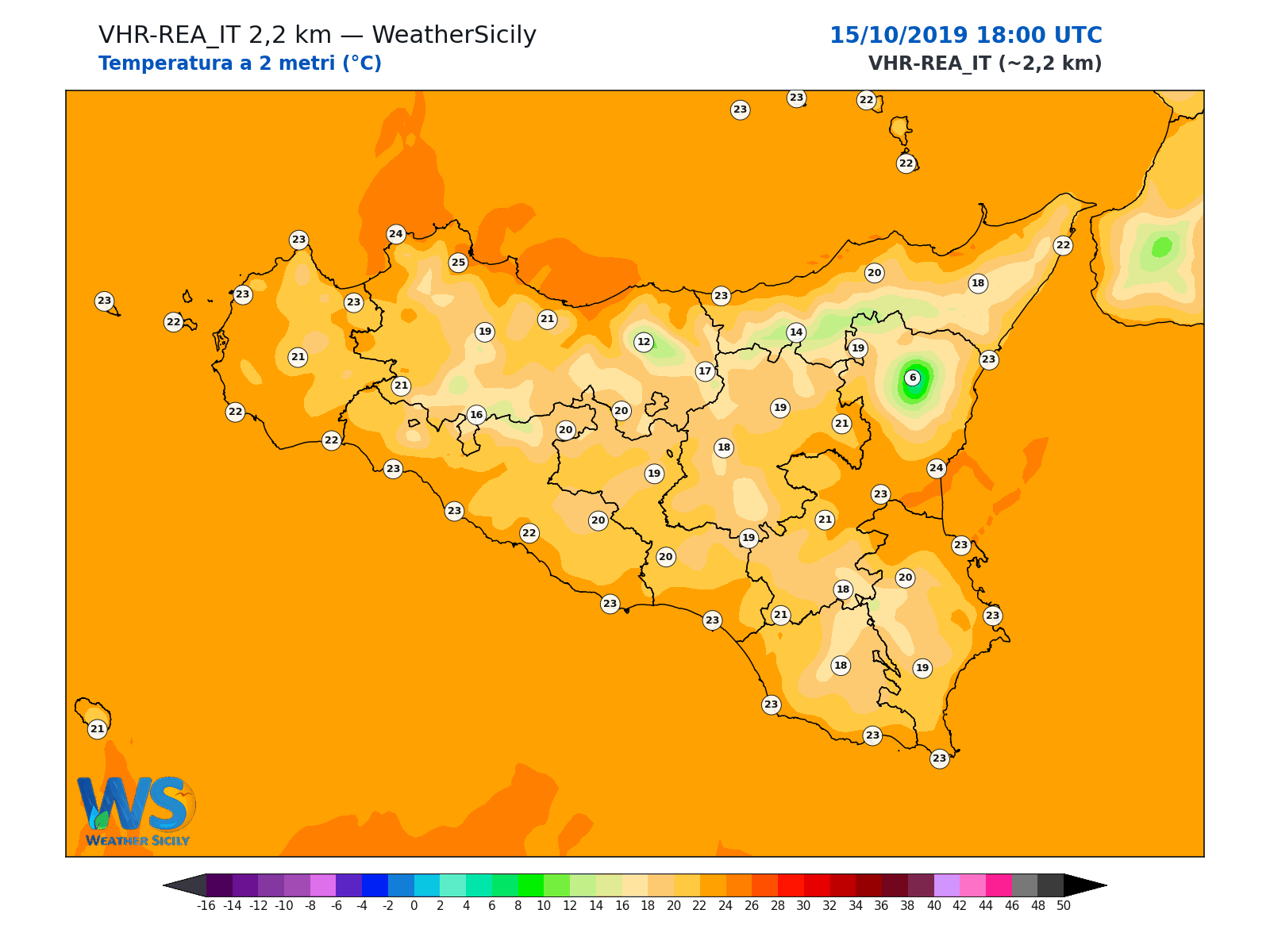 Temperatura a 2 metri · 2019101518
