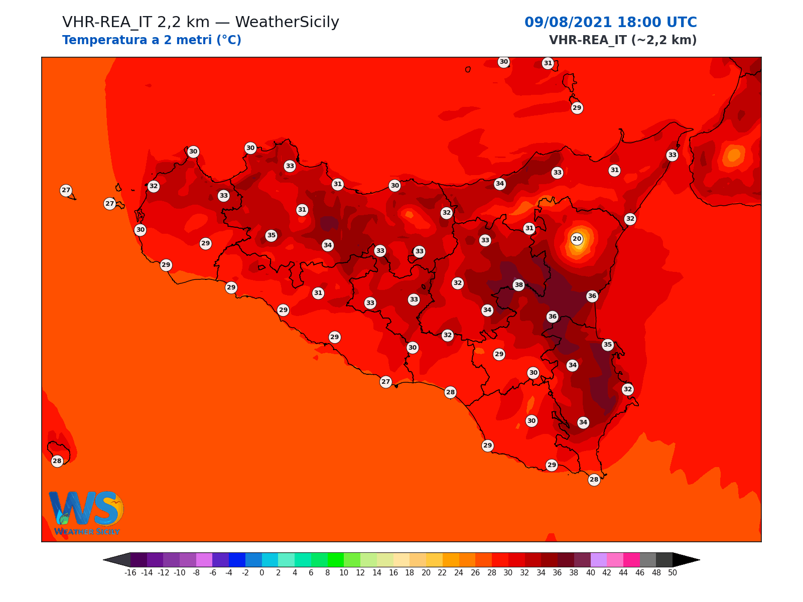 Temperatura a 2 metri · 2021080918