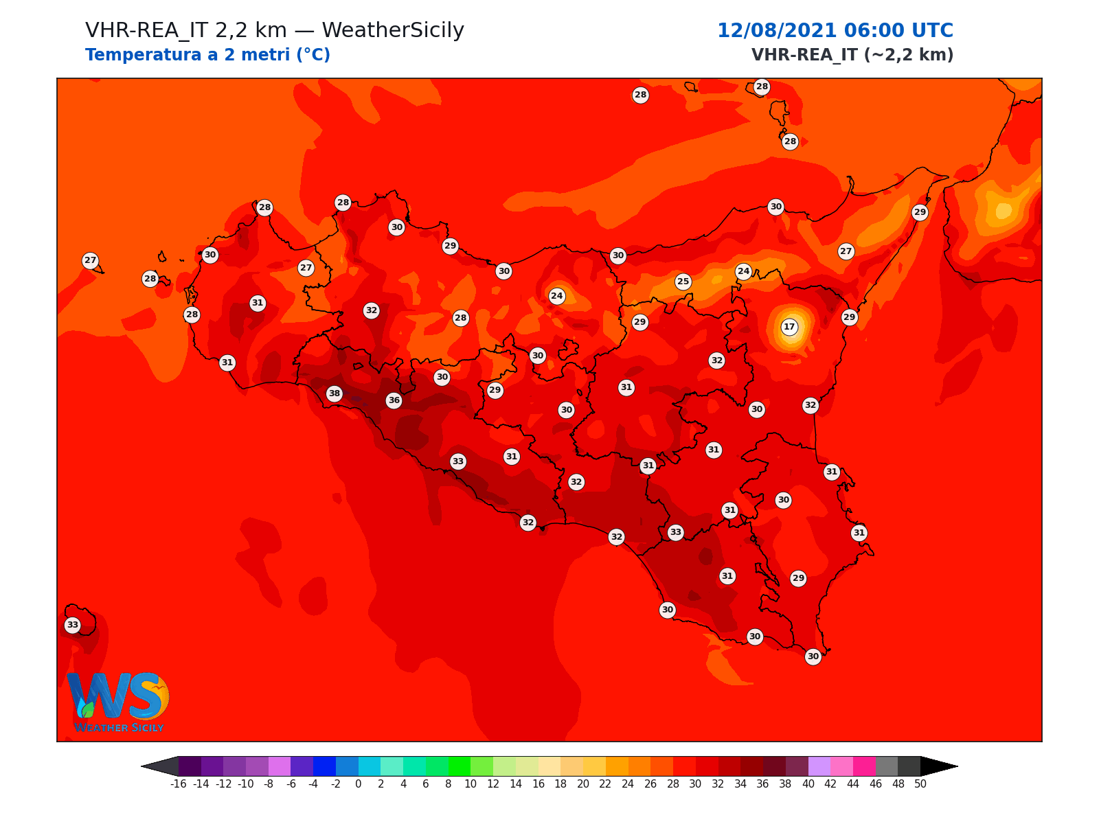 Temperatura a 2 metri · 2021081206