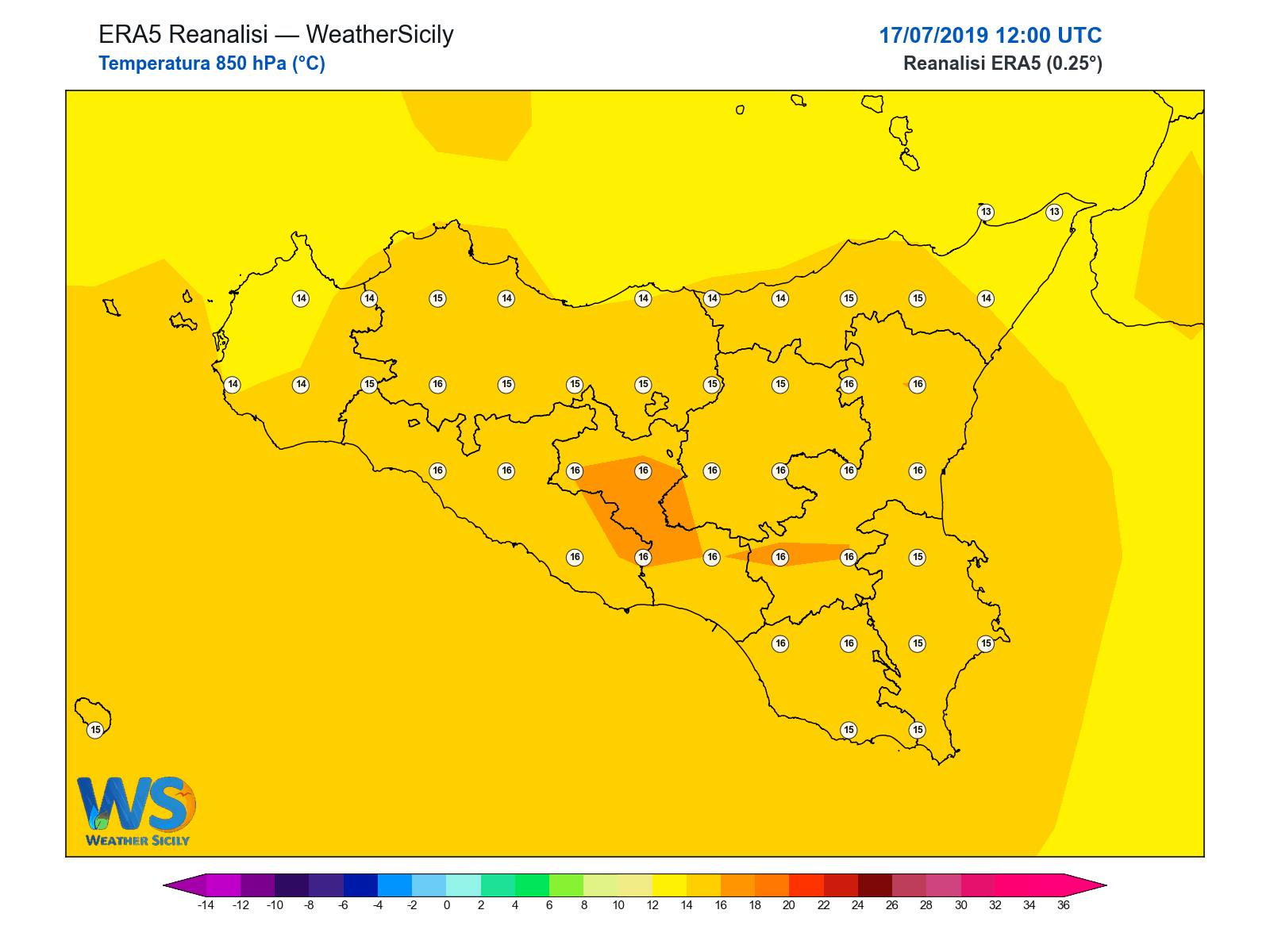 Temperatura a 850 hPa · 2019071712