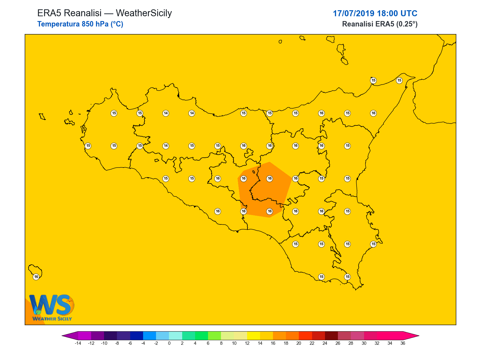 Temperatura a 850 hPa · 2019071718