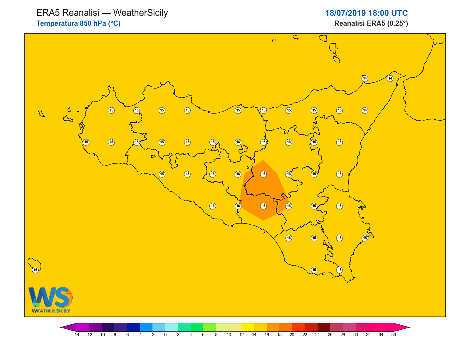 Temperatura a 850 hPa · 2019071818