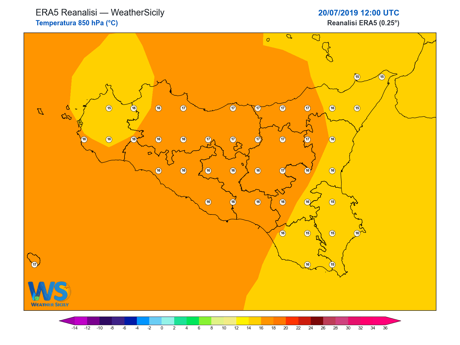 Temperatura a 850 hPa · 2019072012