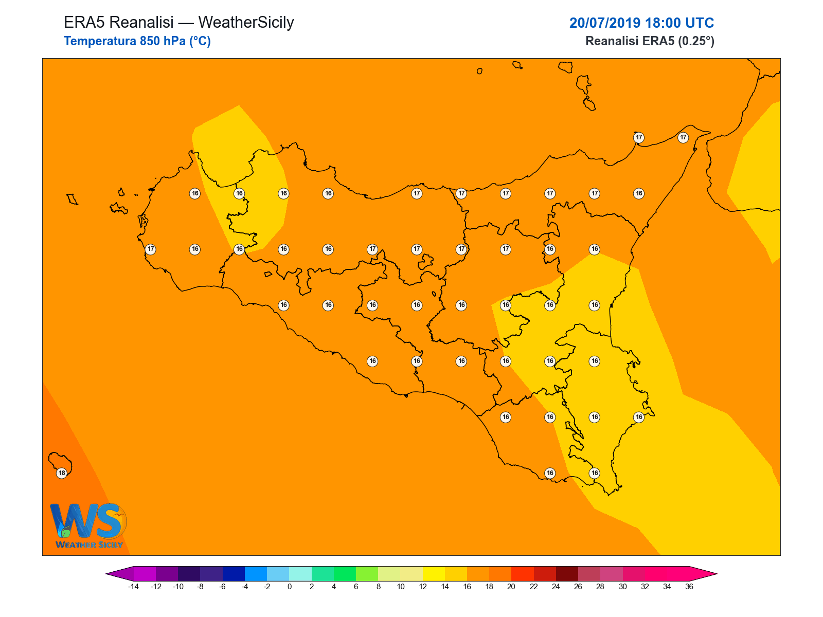 Temperatura a 850 hPa · 2019072018