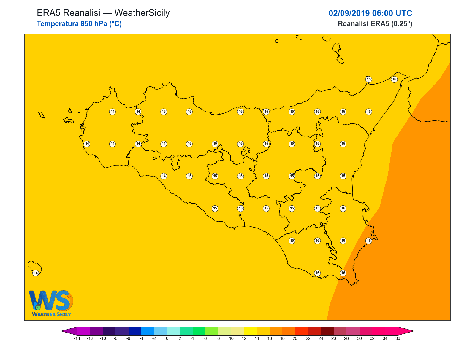 Temperatura a 850 hPa · 2019090206