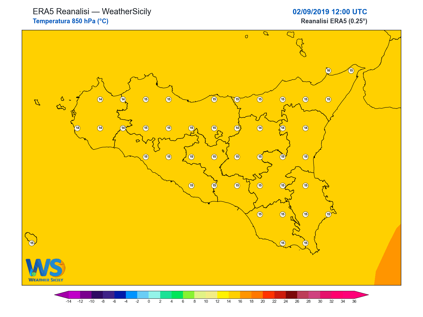 Temperatura a 850 hPa · 2019090212