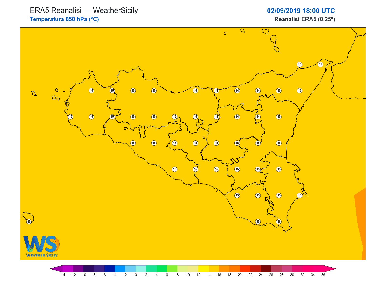 Temperatura a 850 hPa · 2019090218