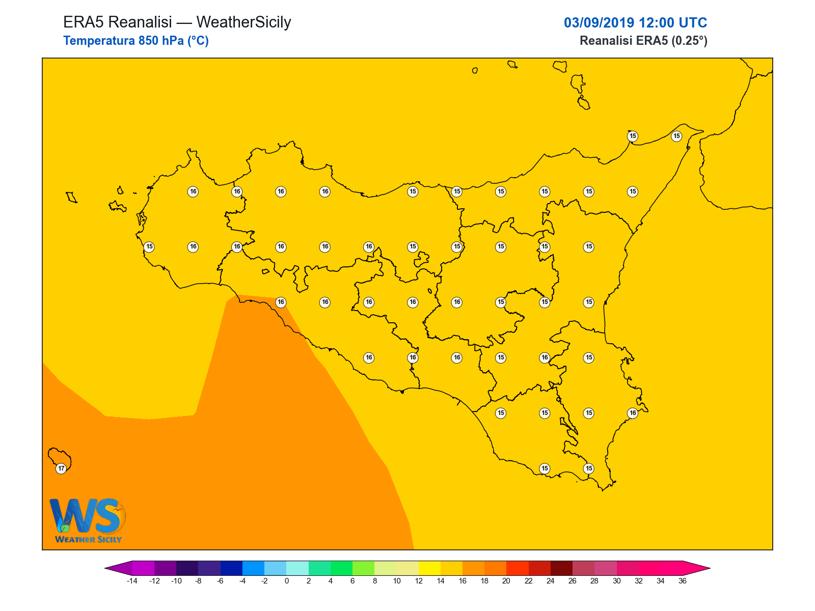 Temperatura a 850 hPa · 2019090312