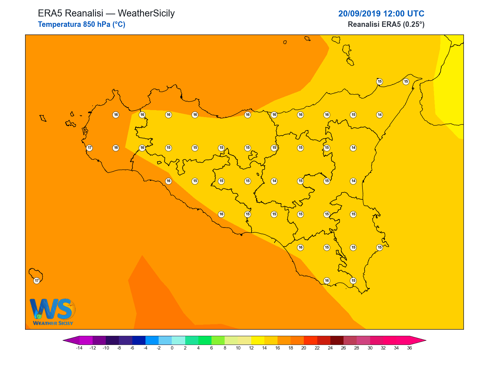 Temperatura a 850 hPa · 2019092012