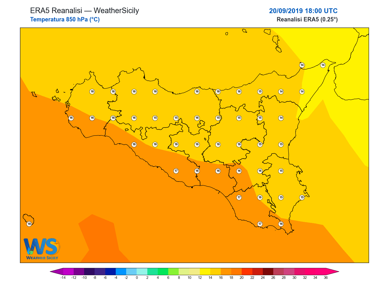 Temperatura a 850 hPa · 2019092018