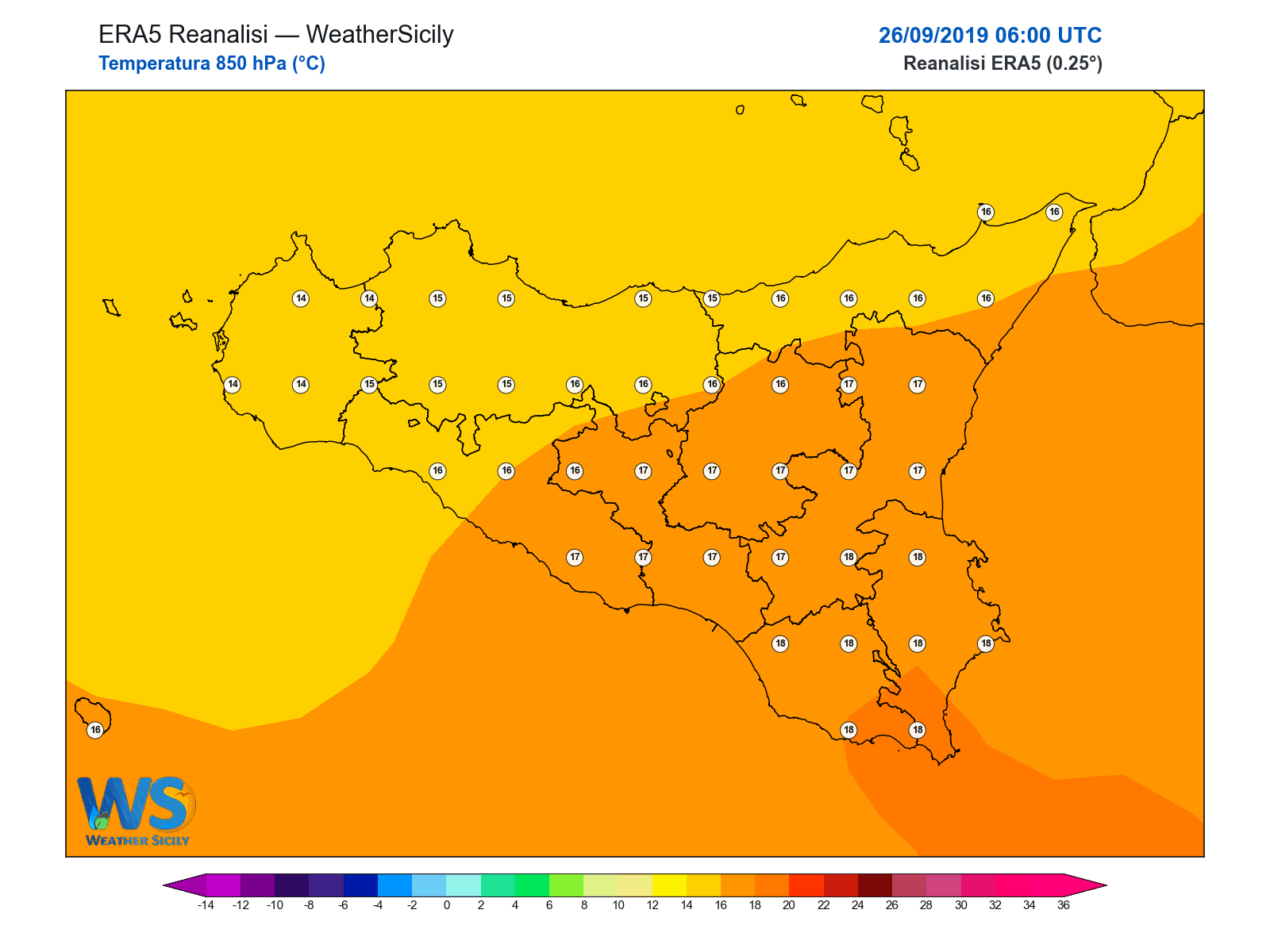 Temperatura a 850 hPa · 2019092606
