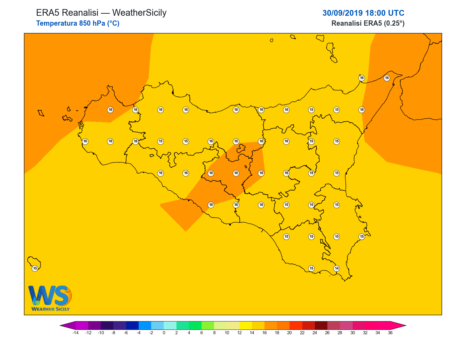 Temperatura a 850 hPa · 2019093018