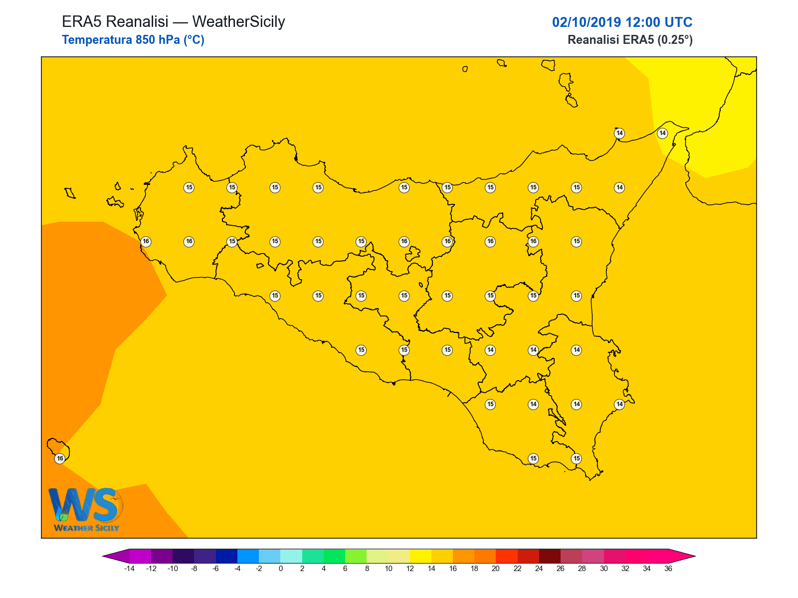 Temperatura a 850 hPa · 2019100212