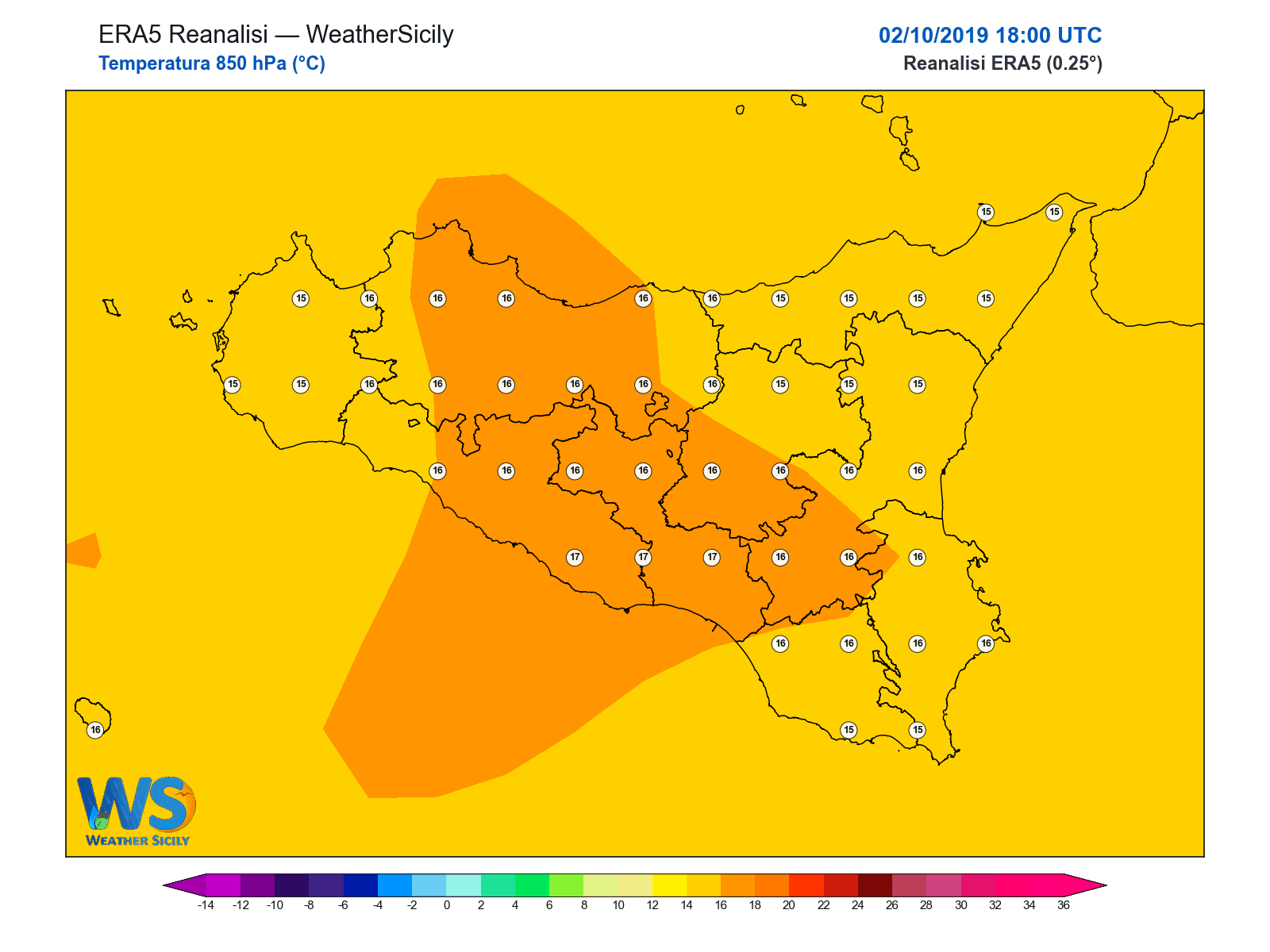 Temperatura a 850 hPa · 2019100218