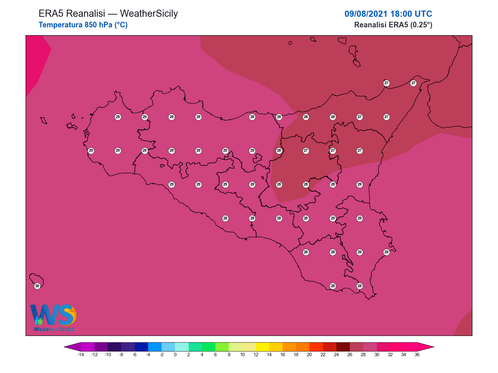 Temperatura a 850 hPa · 2021080918