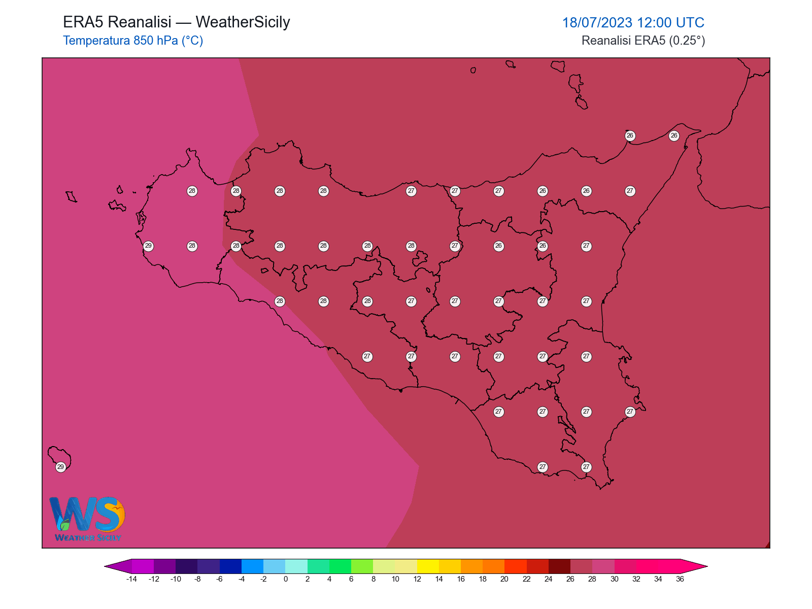 Temperatura a 850 hPa · 2023071812