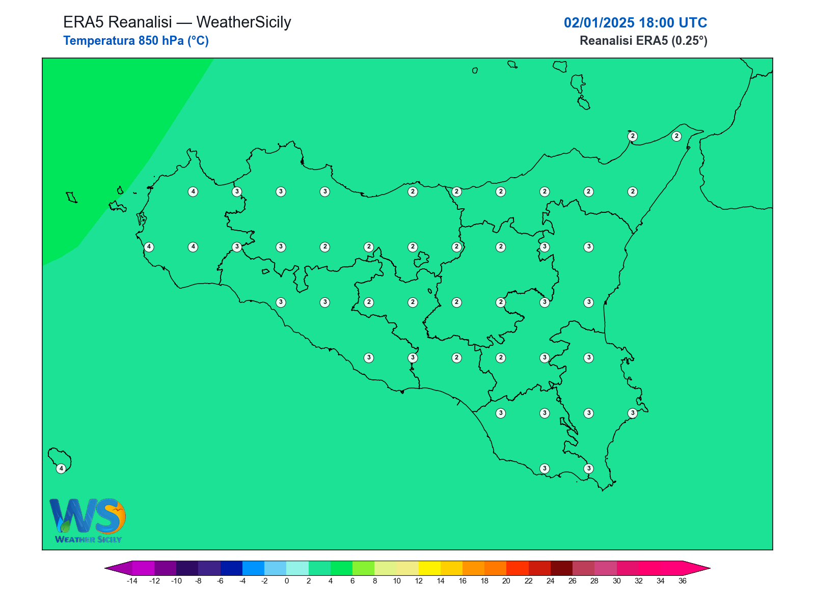 Temperatura a 850 hPa · 2025010218
