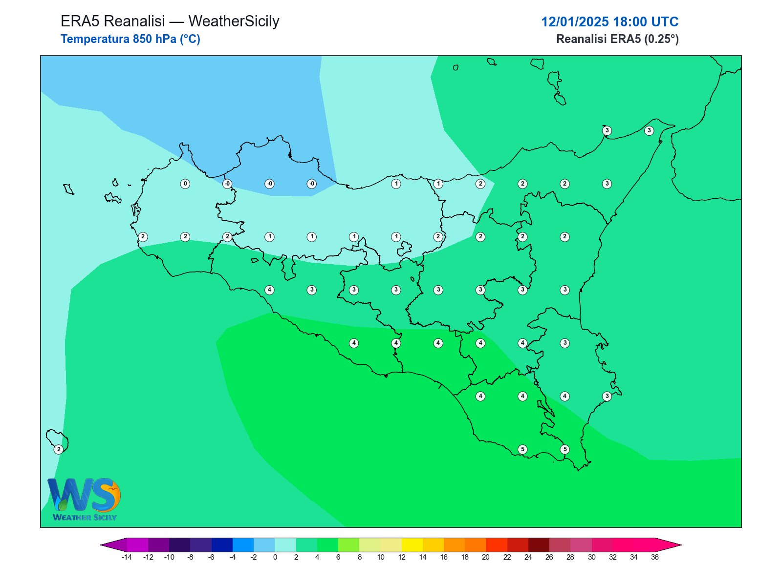 Temperatura a 850 hPa · 2025011218
