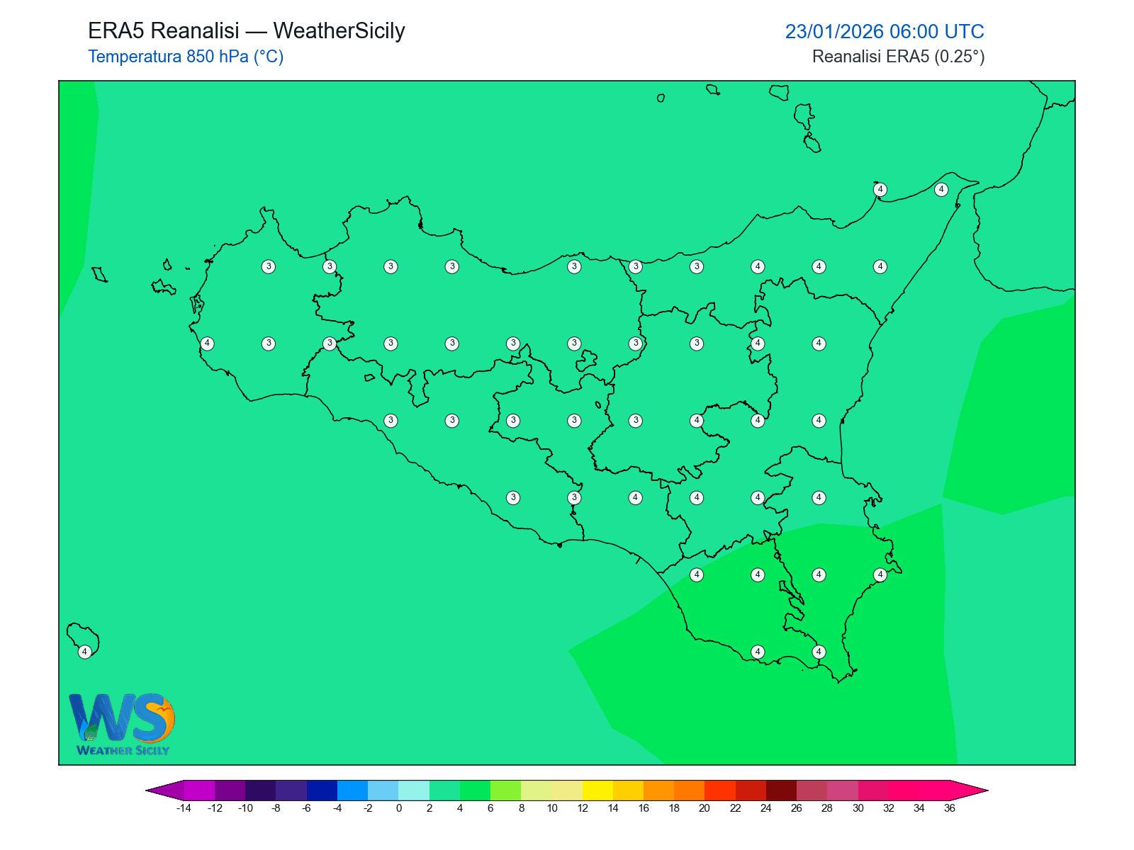 Temperatura a 850 hPa · 2026012306