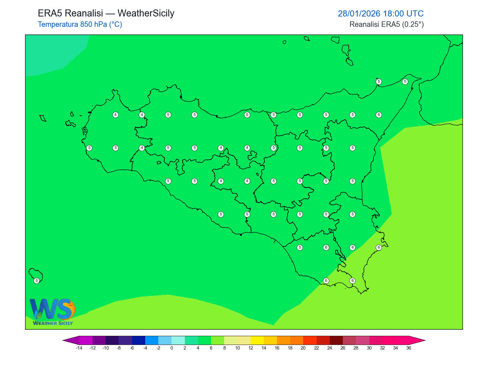 Temperatura a 850 hPa · 2026012818