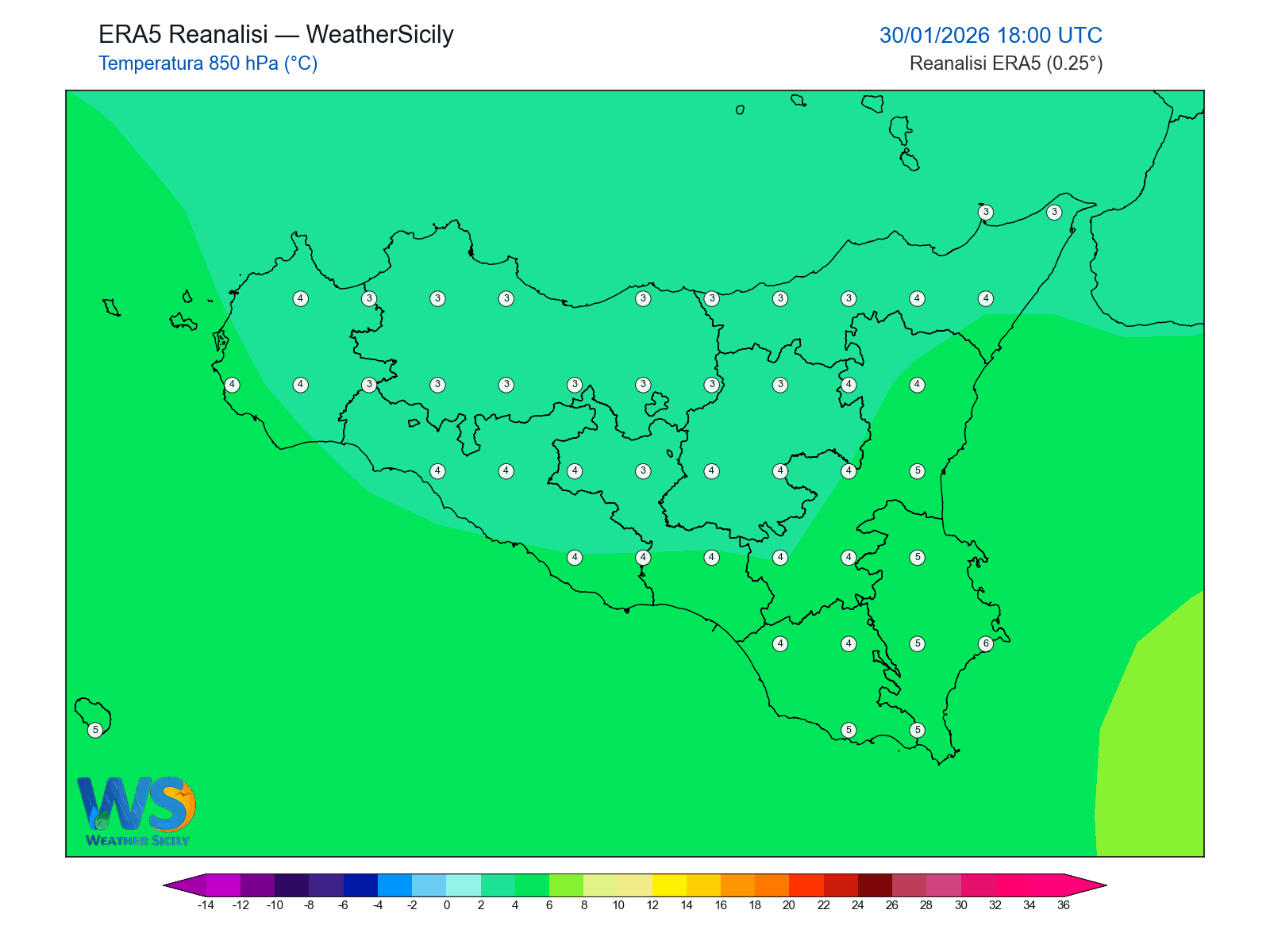 Temperatura a 850 hPa · 2026013018
