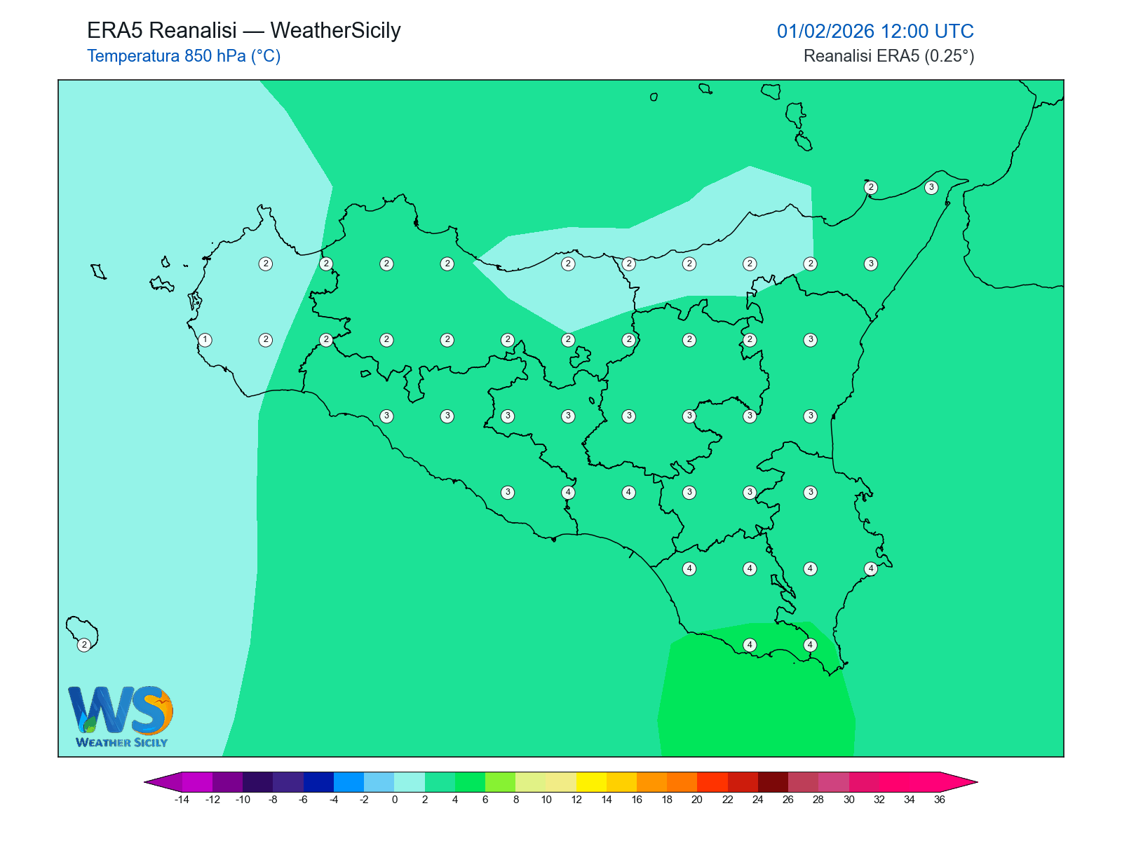 Temperatura a 850 hPa · 2026020112
